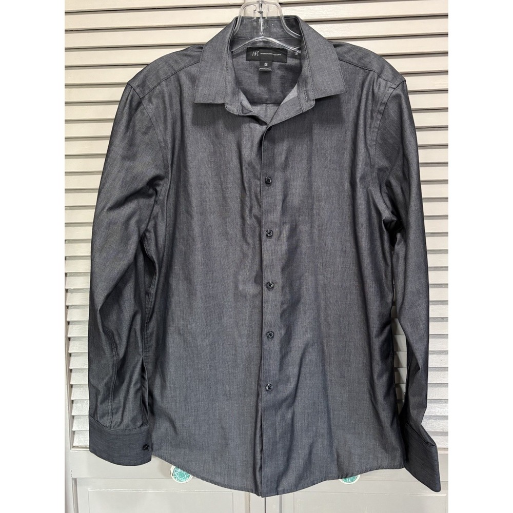INC Long Sleeve Button Up Dress Shirt Size Small Gray EUC Cotton Business